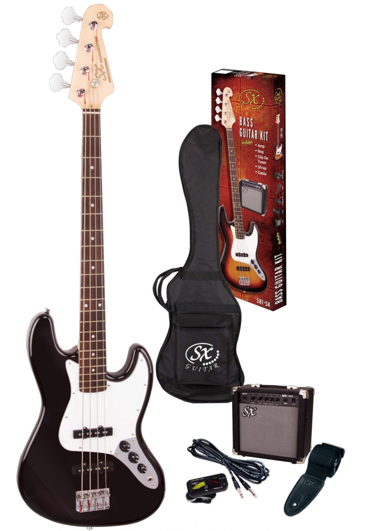 SX SB1-SK Jazz Bass Guitar kit Black - Trax Music Store