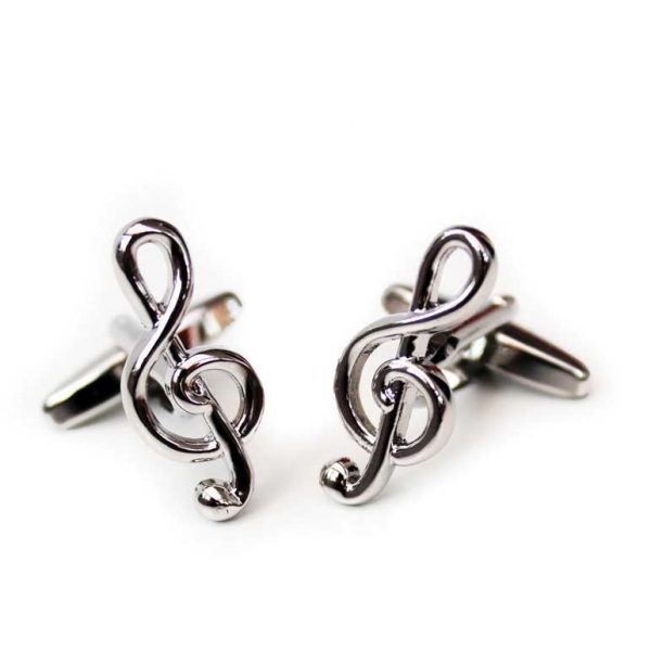 Cufflinks Treble Clef Rhodium Plated