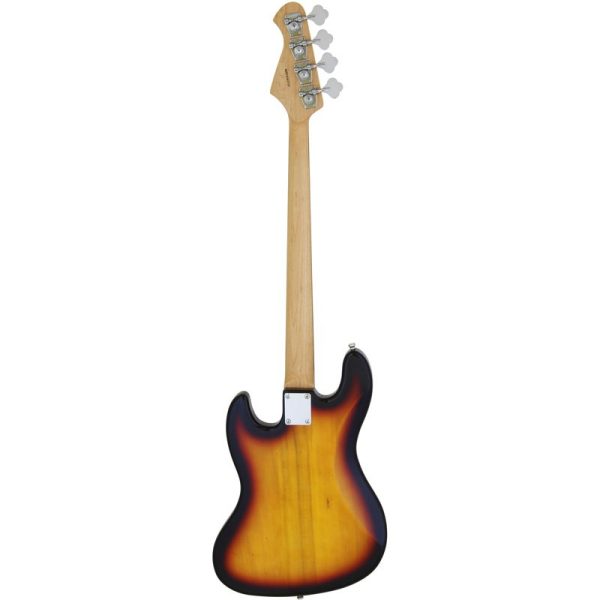 Aria STB Jazz Bass Guitar 3 Tone Sunburst with Tortoise Shell Pickguard