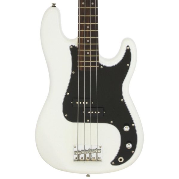 Aria STB P Bass Guitar White with Black Pickguard