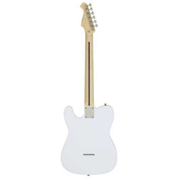 Aria TEG TL Electric Guitar Hollow Body White with Tortoise Pickguard