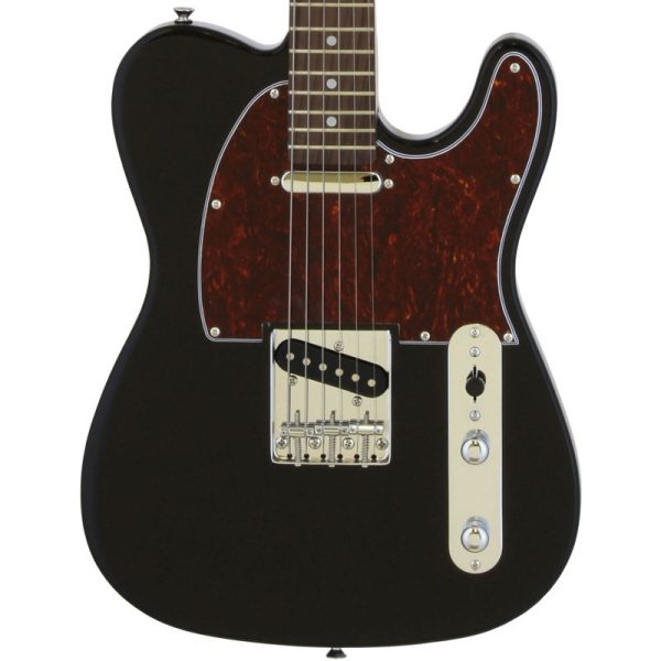 Aria TEG002 Electric Guitar Black with Red Tortoise Pickguard