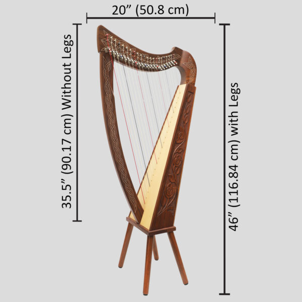 Heartland 22 String Boru Harp Rosewood