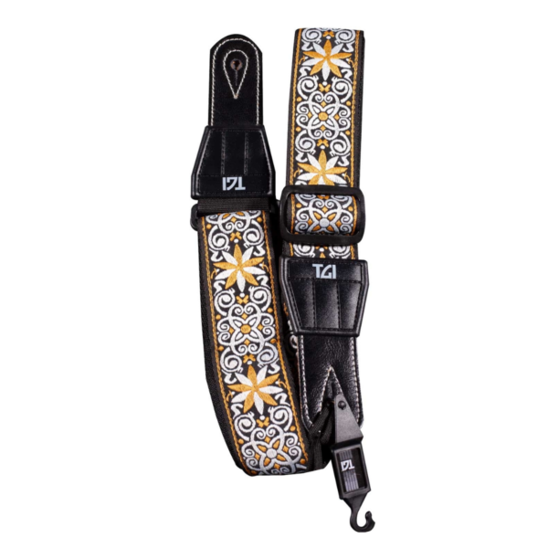 TGI TGS134F Guitar Strap Woven Cotton Persian Stitch Gold