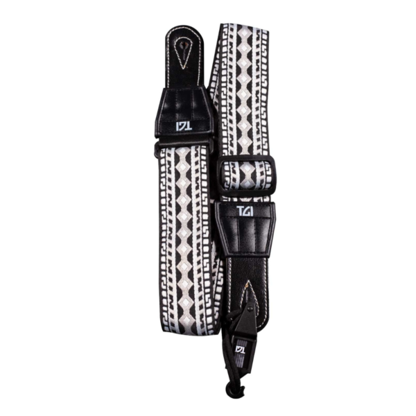 TGI TGS134H Guitar Strap Woven Cotton Aztec Stitch Black & White