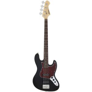 Aria STB Jazz Bass Guitar Black with Tortoise Shell Pickguard