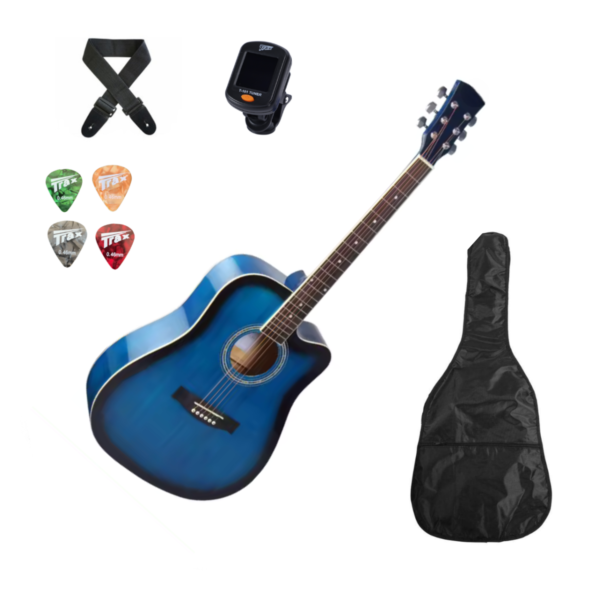 Trax MA41Q Dreadnought Acoustic Guitar Blue Guitar Pack