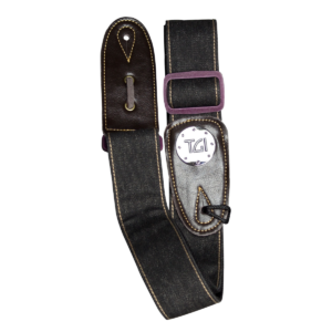 TGI TGS13077 Guitar Strap Woven Black Denim Purple Buckle