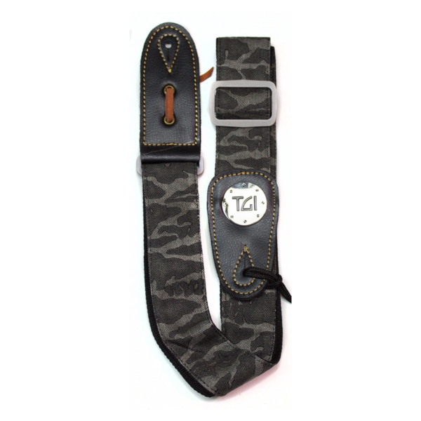 TGI TGS13078B Guitar Strap Woven Black Camo Purple Buckle