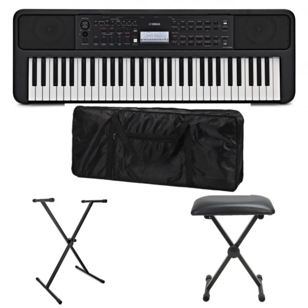 Yamaha PSR E383 Portable Keyboard Deluxe Bundle Black